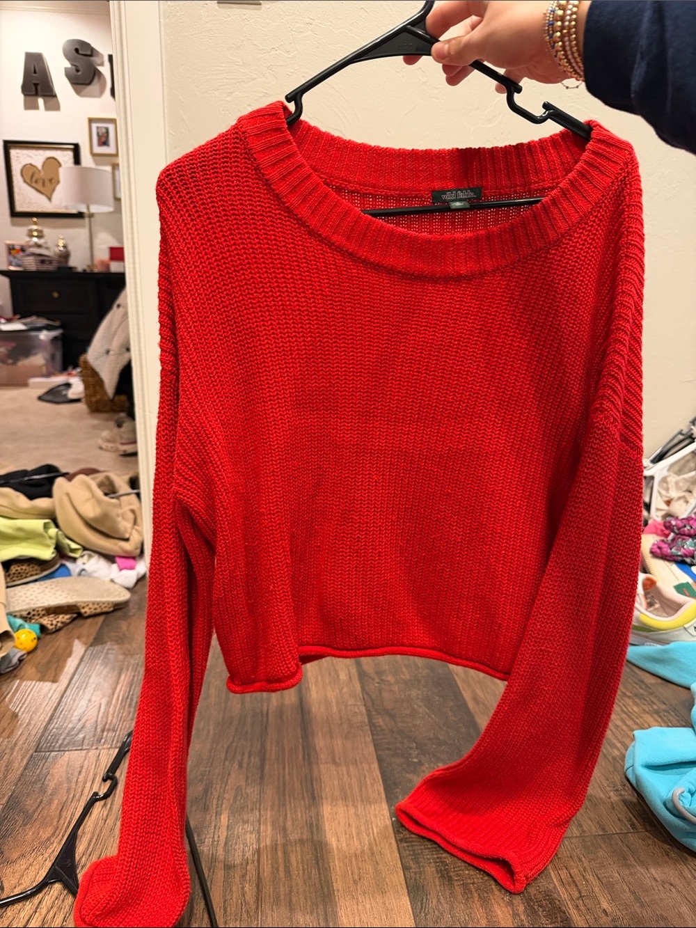 wild fable Red Cropped Crewneck Sweater